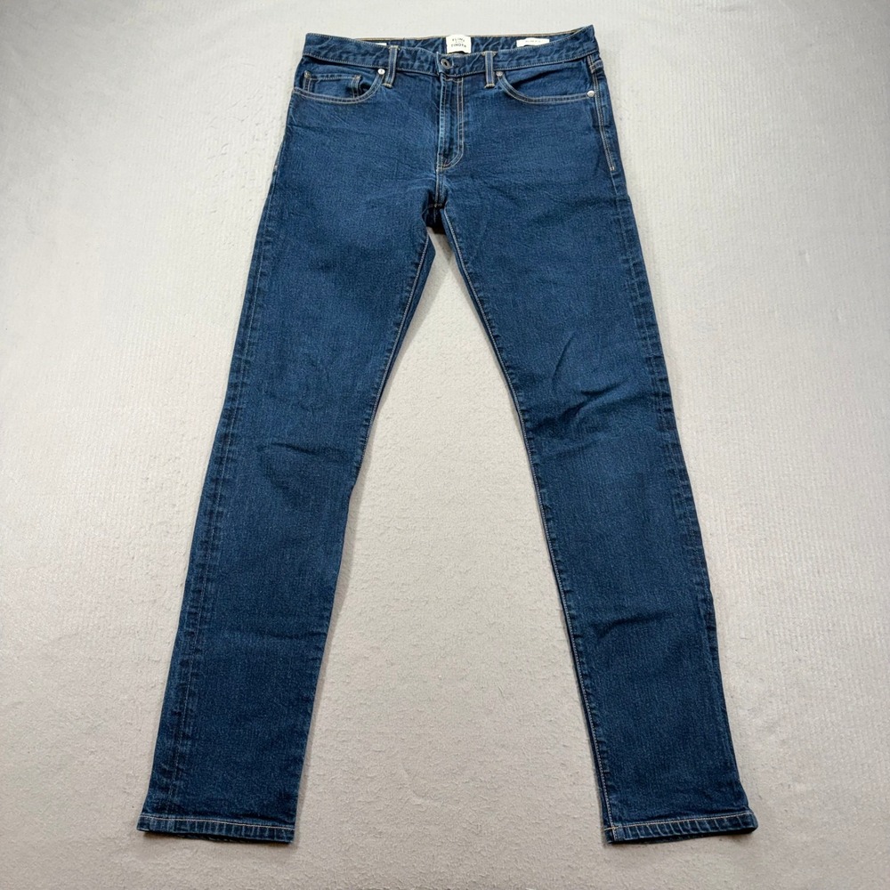Flint and Tinder Slim Tapered Jeans Mens 33 Blue White Oak Cone Denim USA Made